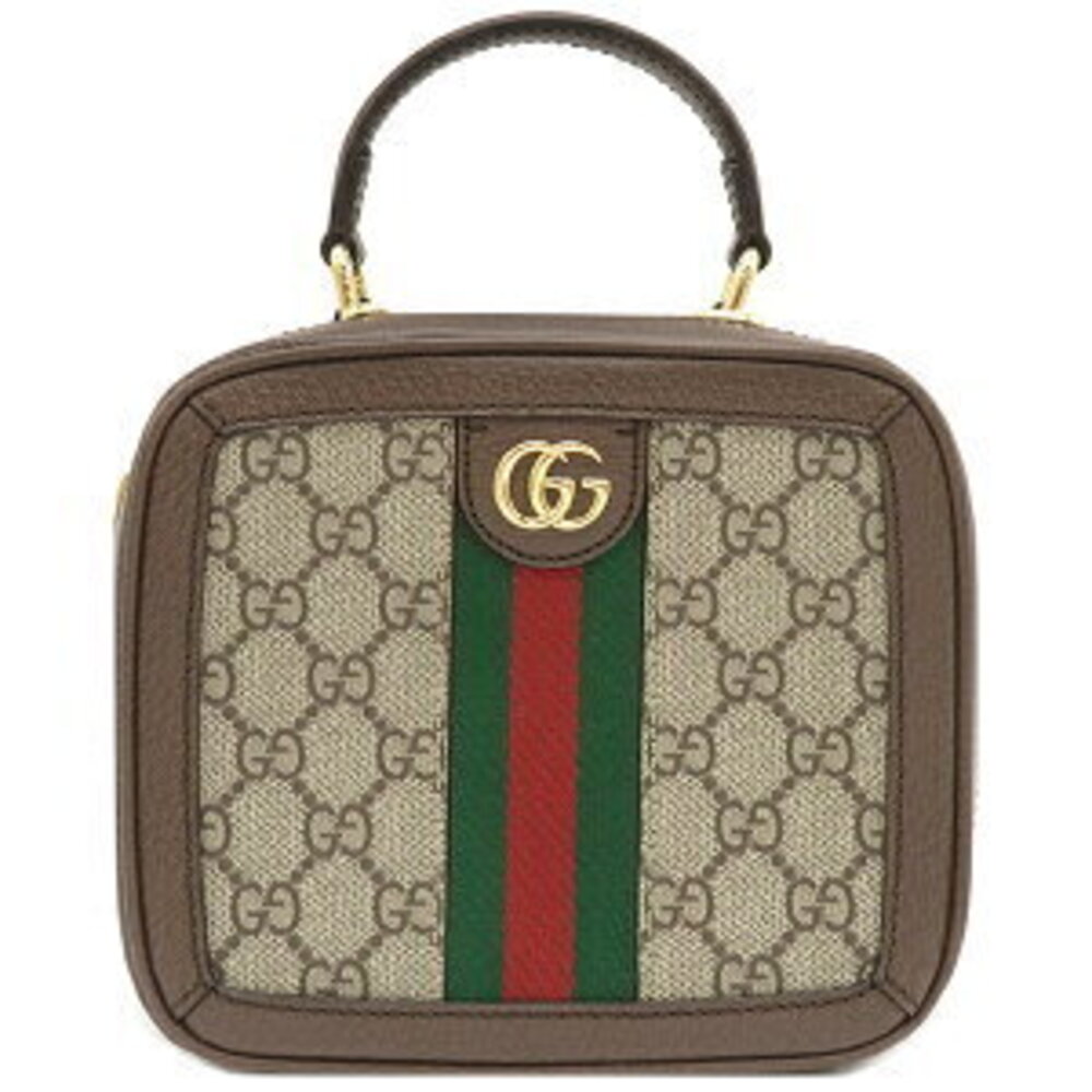 Gucci Ophidia Top Handle GG Supreme Bag Beige Ebony Brown